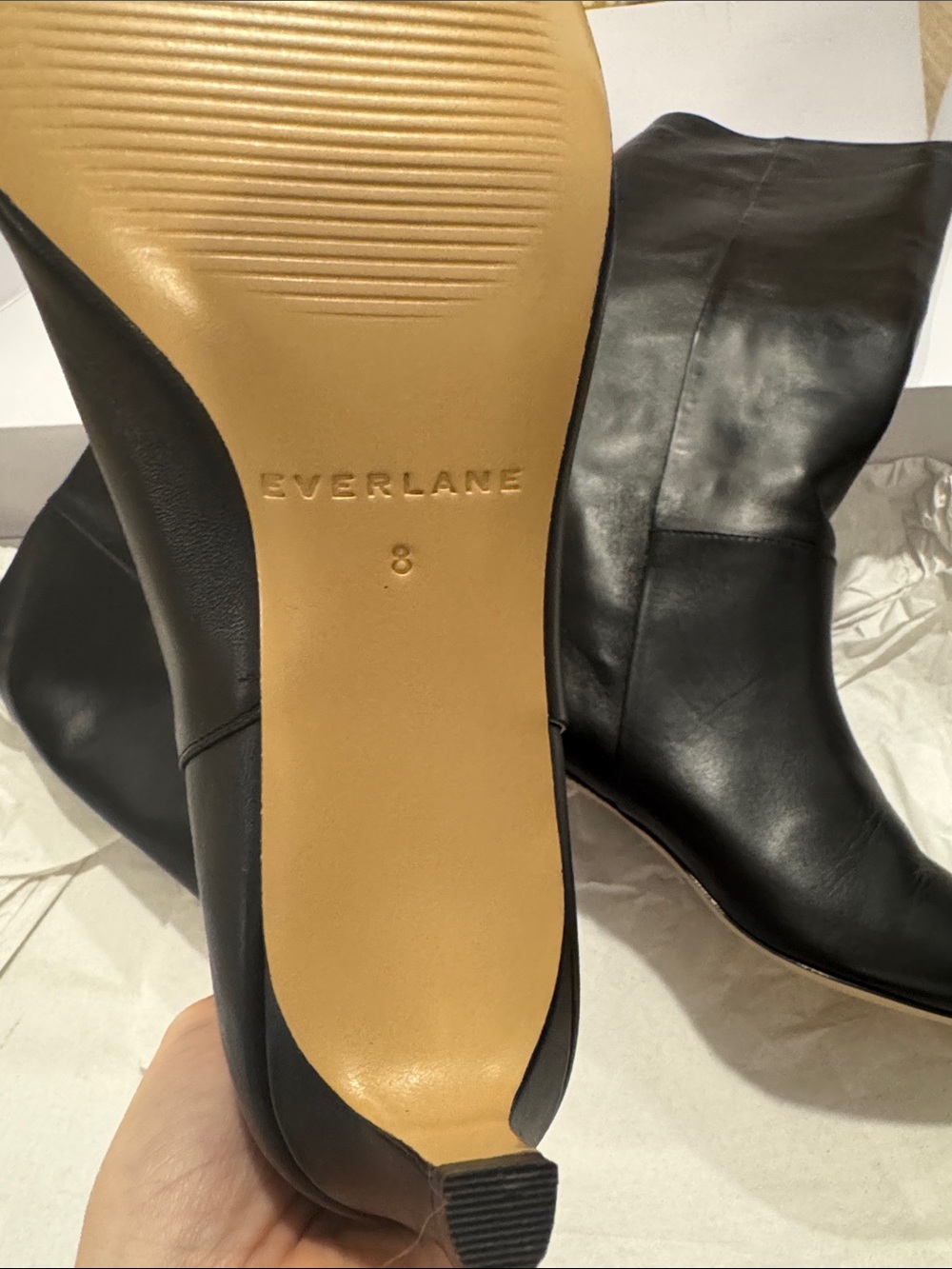 Everlane Black Leather Knee-High Pointed Toe Boots - Picture 4 of 4